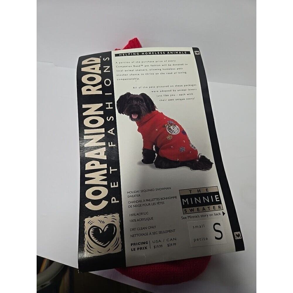 NEW Pet Costume, Chritsmas Sweater Holiday Sequined Snowman SIZE Small Red